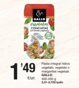 SPAR Fragadis GALLO Pasta integral hèlixs vegetals, vegetals o margarites vegetals oferta