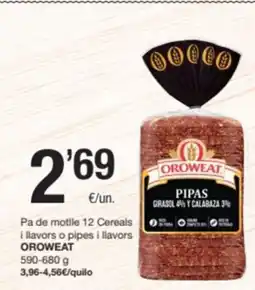 SPAR Fragadis OROWEAT Pa de motlle 12 Cereals i llavors o pipes i llavors oferta