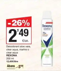 SPAR Fragadis REXONA Desodorant aloe vera, clear aqua, marine o clear aqua oferta