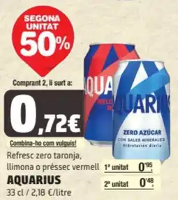 SPAR Fragadis AQUARIUS Refresc zero taronja, llimona o préssec vermell oferta