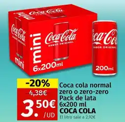 Maskom Supermercados COCA COLA Coca cola normal zero o zero-zero Pack de lata oferta