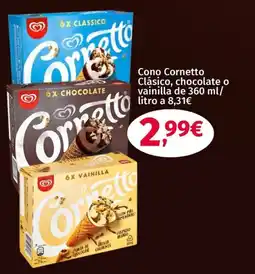 Maskom Supermercados Cono Cornetto Clásico, chocolate o vainilla oferta