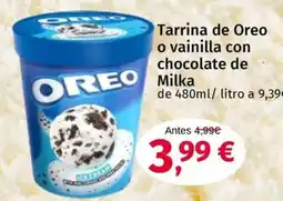Maskom Supermercados OREO Tarrina de Oreo o vainilla con chocolate de Milka oferta