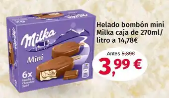 Maskom Supermercados Helado bombón mini Milka caja oferta
