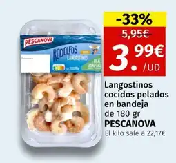 Maskom Supermercados PESCANOVA Langostinos cocidos pelados en bandeja oferta