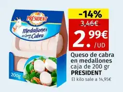 Maskom Supermercados PRESIDENT Queso de cabra en medallones caja oferta
