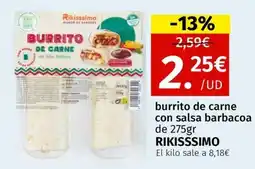 Maskom Supermercados RIKISSSIMO burrito de carne con salsa barbacoa oferta