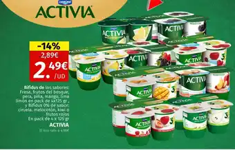 Maskom Supermercados ACTIVIA Bifidus de los sabores: Fresa, frutos del bosque, pera, piña, mango, lima limón oferta