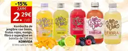 Maskom Supermercados KOMVIDA Kombucha de jengibre con limón, frutos rojos, mango, fibra o superglow oferta