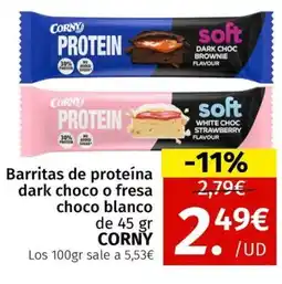 Maskom Supermercados CORNY Barritas de proteína dark choco o fresa choco oferta