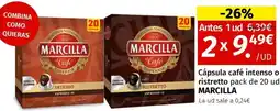 Maskom Supermercados MARCILLA Cápsula café intenso o ristretto pack de 20 ud oferta