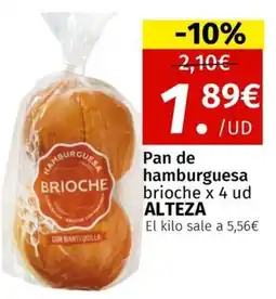 Maskom Supermercados ALTEZA Pan de hamburguesa brioche x 4 ud oferta