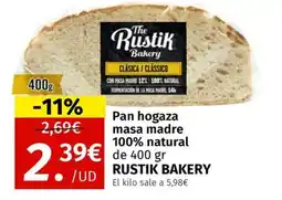 Maskom Supermercados RUSTIK BAKERY Pan hogaza masa madre 100% natural oferta