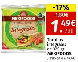 Maskom Supermercados MEXIFOODS Tortillas integrales oferta