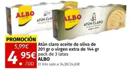Maskom Supermercados ALBO Atún claro aceite de oliva de 201 gr o virgen extra oferta