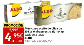 Maskom Supermercados ALBO Atún claro aceite de oliva de 201 gr o virgen extra oferta