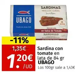 Maskom Supermercados UBAGO Sardina con tomate en oferta