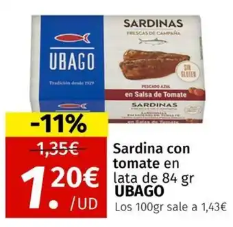 Maskom Supermercados UBAGO Sardina con tomate en oferta