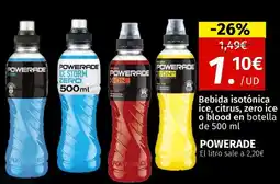 Maskom Supermercados POWERADE Bebida isotónica ice, citrus, zero ice o blood oferta