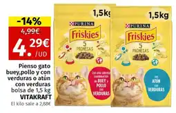 Maskom Supermercados VITAKRAFT Pienso gato buey,pollo y con verduras o atún con verduras oferta
