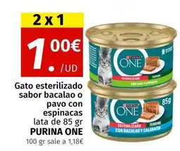 Maskom Supermercados PURINA ONE Gato esterilizado sabor bacalao o pavo con espinacas oferta