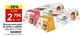 Maskom Supermercados GOURMET Mousse para gato de pollo o salmón oferta