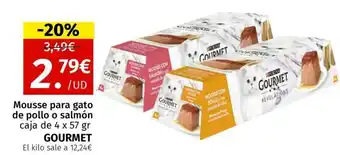 Maskom Supermercados GOURMET Mousse para gato de pollo o salmón oferta