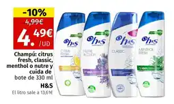 Maskom Supermercados H&S Champú: citrus fresh, classic, menthol o nutre y cuida oferta