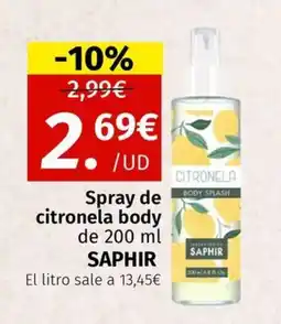 Maskom Supermercados SAPHIR Spray de citronela body oferta