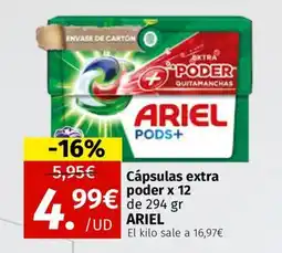 Maskom Supermercados ARIEL Cápsulas extra poder x 12 oferta