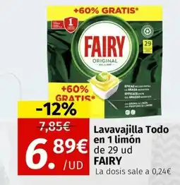 Maskom Supermercados FAIRY Lavavajilla Todo en 1 limón oferta