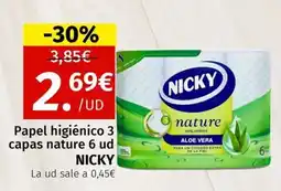 Maskom Supermercados NICKY Papel higiénico 3 capas nature 6 ud oferta