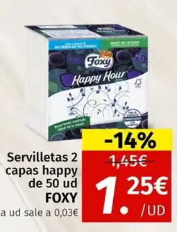 Maskom Supermercados FOXY Servilletas 2 capas happy de 50 ud oferta