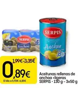Dialprix SERPIS Aceitunas rellenas de anchoa+ligeras oferta