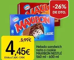 Dialprix MAXIBON NESTLÉ Helado sandwich nata o cookie oferta