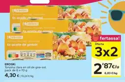 Caprabo EROSKI Tonyina clara en oli de gira-sol oferta