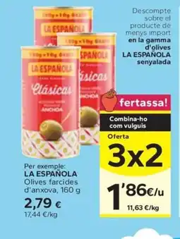 Caprabo LA ESPAÑOLA Olives farcides d'anxova oferta