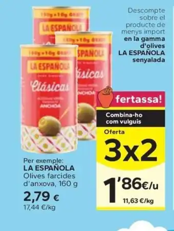 Caprabo LA ESPAÑOLA Olives farcides d'anxova oferta
