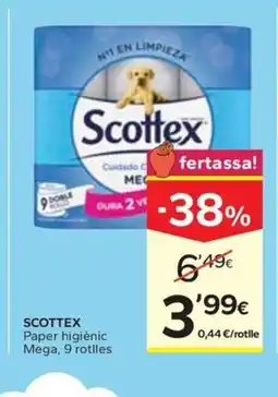 Caprabo SCOTTEX Paper higiènic Mega, 9 rotlles oferta