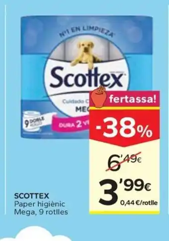 Caprabo SCOTTEX Paper higiènic Mega, 9 rotlles oferta