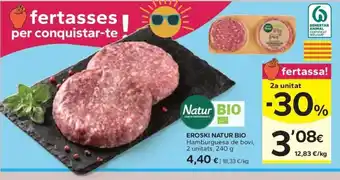 Caprabo EROSKI NATUR BIO Hamburguesa de boví oferta