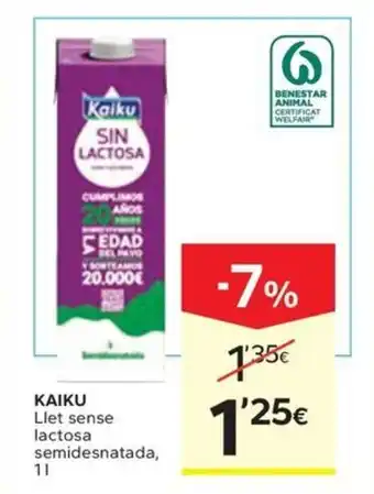 Caprabo KAIKU Llet sense lactosa semidesnatada oferta
