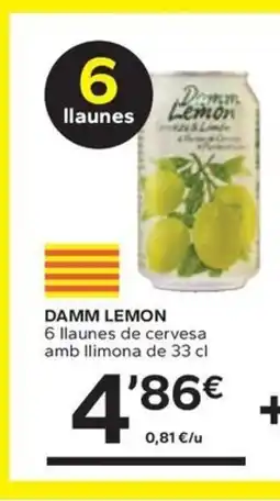 Caprabo DAMM LEMON 6 llaunes de cervesa amb llimona oferta