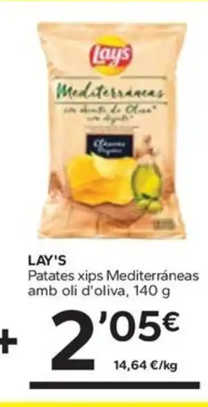 Caprabo LAY'S Patates xips Mediterráneas amb oli d'oliva oferta