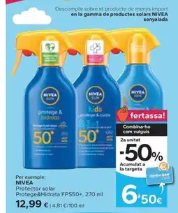 Caprabo NIVEA Protector solar Protege&Hidrata FPS50+ oferta
