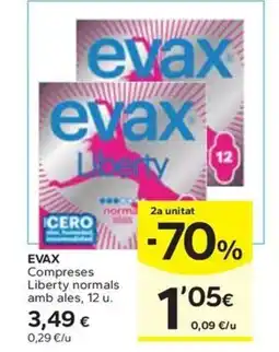 Caprabo EVAX Compreses Liberty normals amb ales oferta