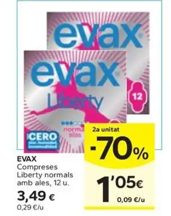 Caprabo EVAX Compreses Liberty normals amb ales oferta