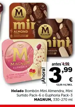 Masymas MAGNUM Helado Bombón Mini Almendra, Mini Surtido Pack-6 o Euphoria Pack-3 oferta