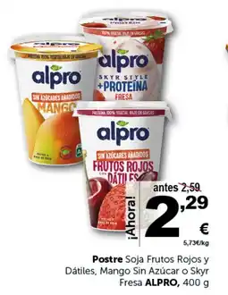 Masymas ALPRO Postre Soja Frutos Rojos y Dátiles, Mango Sin Azúcar o Skyr Fresa oferta