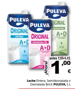 Masymas PULEVA Leche Entera, Semidesnatada o Desnatada Brick oferta